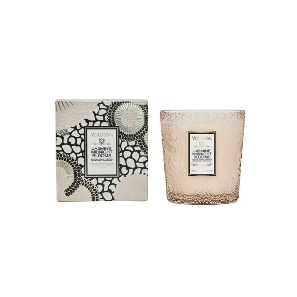 Vela Copo Vidro Voluspa Jasmine Midnight blooms 60 Horas