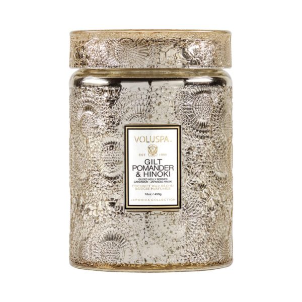 Vela Pote Vidro Tampa Vidro Voluspa Gilt Pomander Hinoki 100 Horas