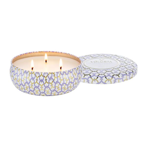 Vela Lata 3 Pavios Voluspa Lavander e Chamomile 60 Horas