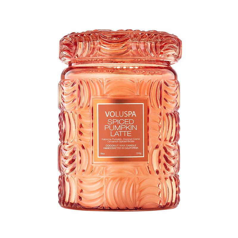 Vela Pote Vidro Tampa Vidro Voluspa Spiced Pumpikin Latte 100 Horas