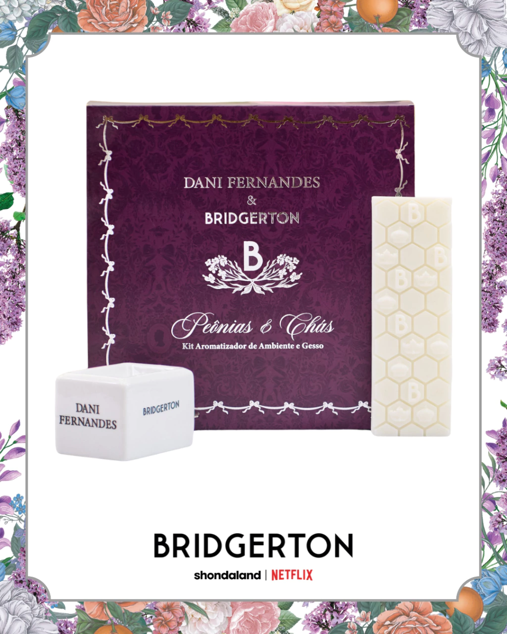 Kit Difusor Elétrico +Barra Cera Dani Fernades Peônias e Chás