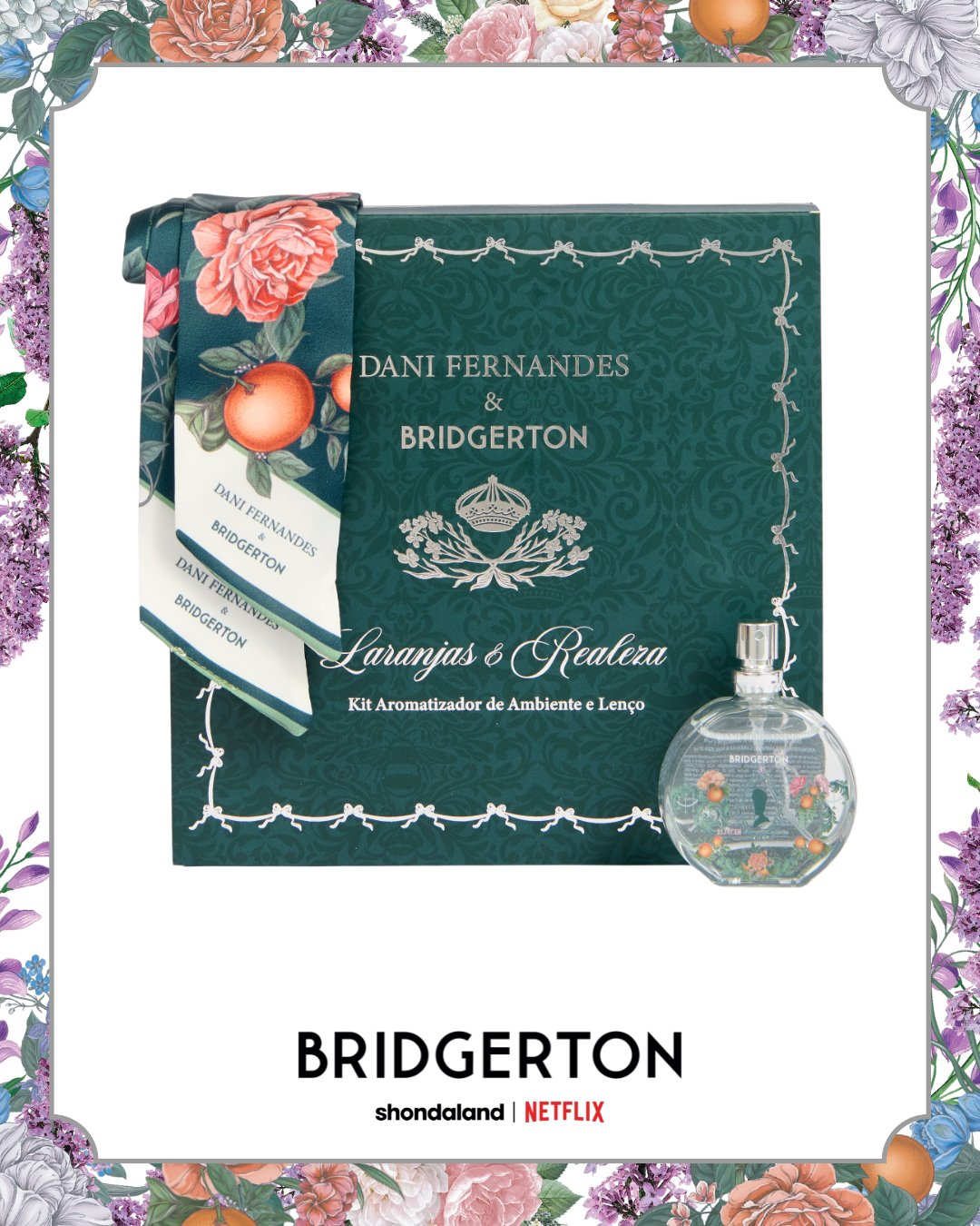 Kit Lenço +Home Spray Dani Fernandes Laranjas e Realezas